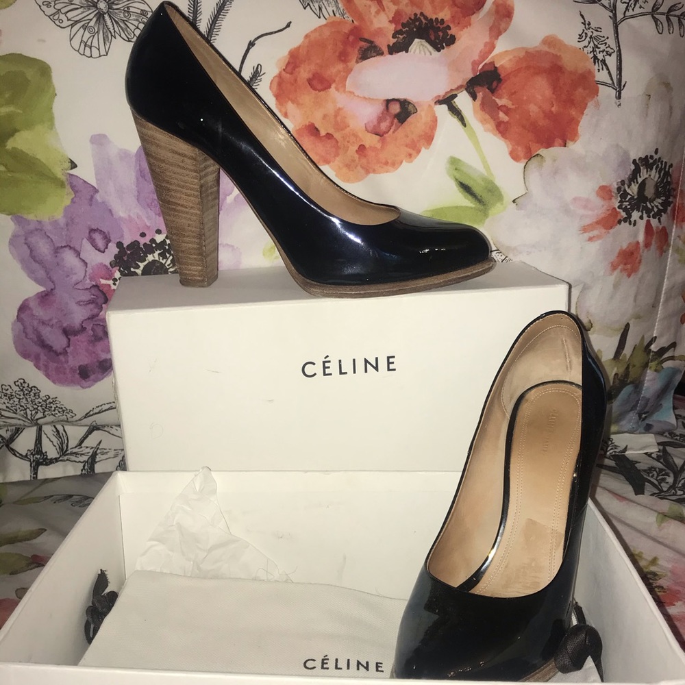 Celine Petrol Black Pumps size 39
